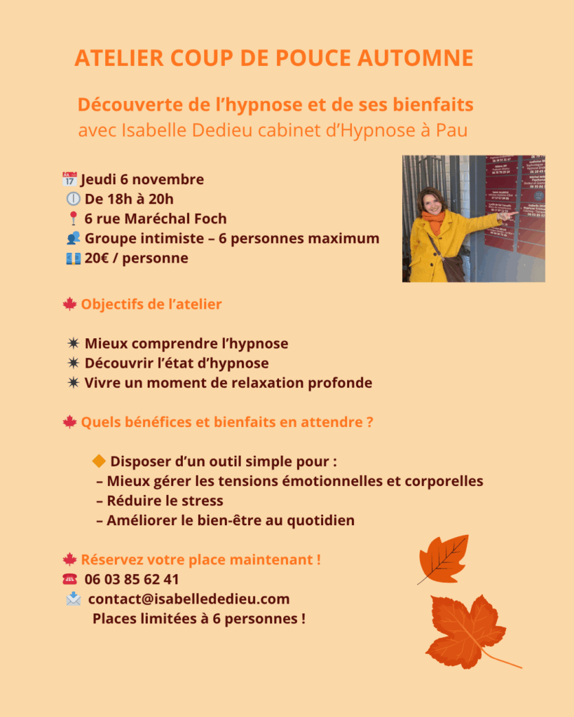 atelier d’hypnose collectif animé par Isabelle Dedieu à Pau